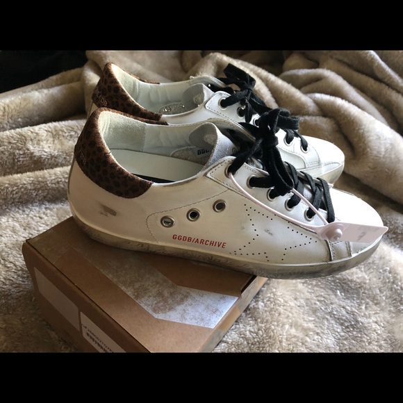 Golden Goose Shoes - Golden Goose White Leopard Superstar size 37